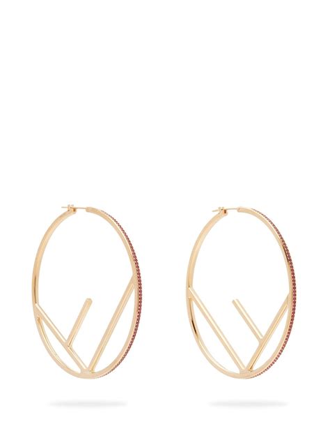 logo fendi rhinestone|Earrings .